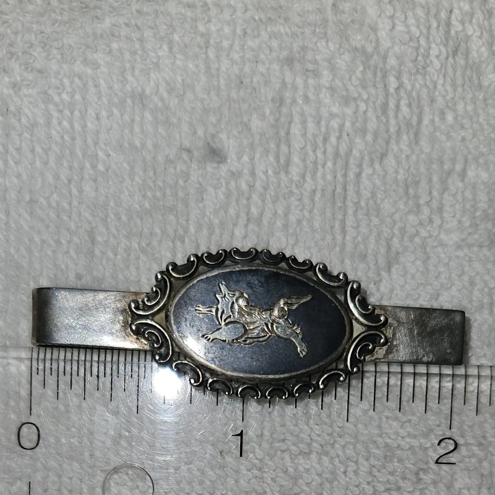 Vintage Silver Money Clip with Engraved Design