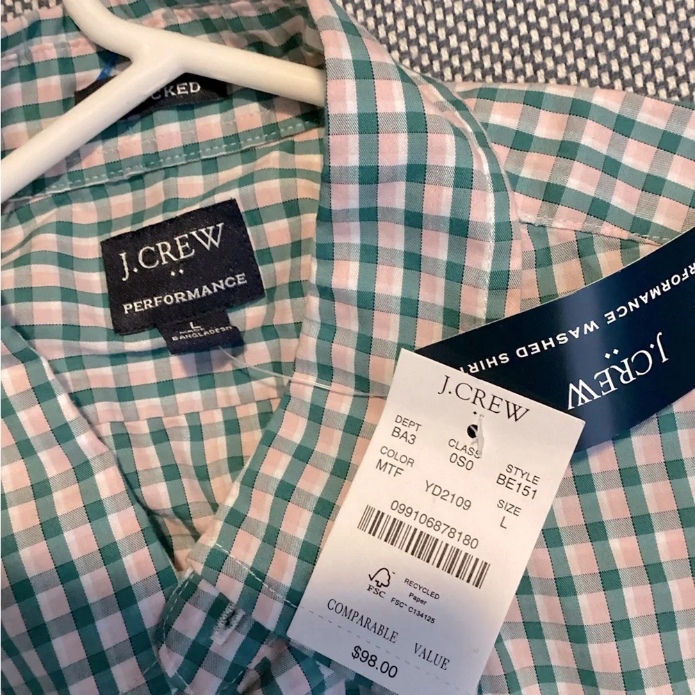J. Crew Green plaid button down shirt