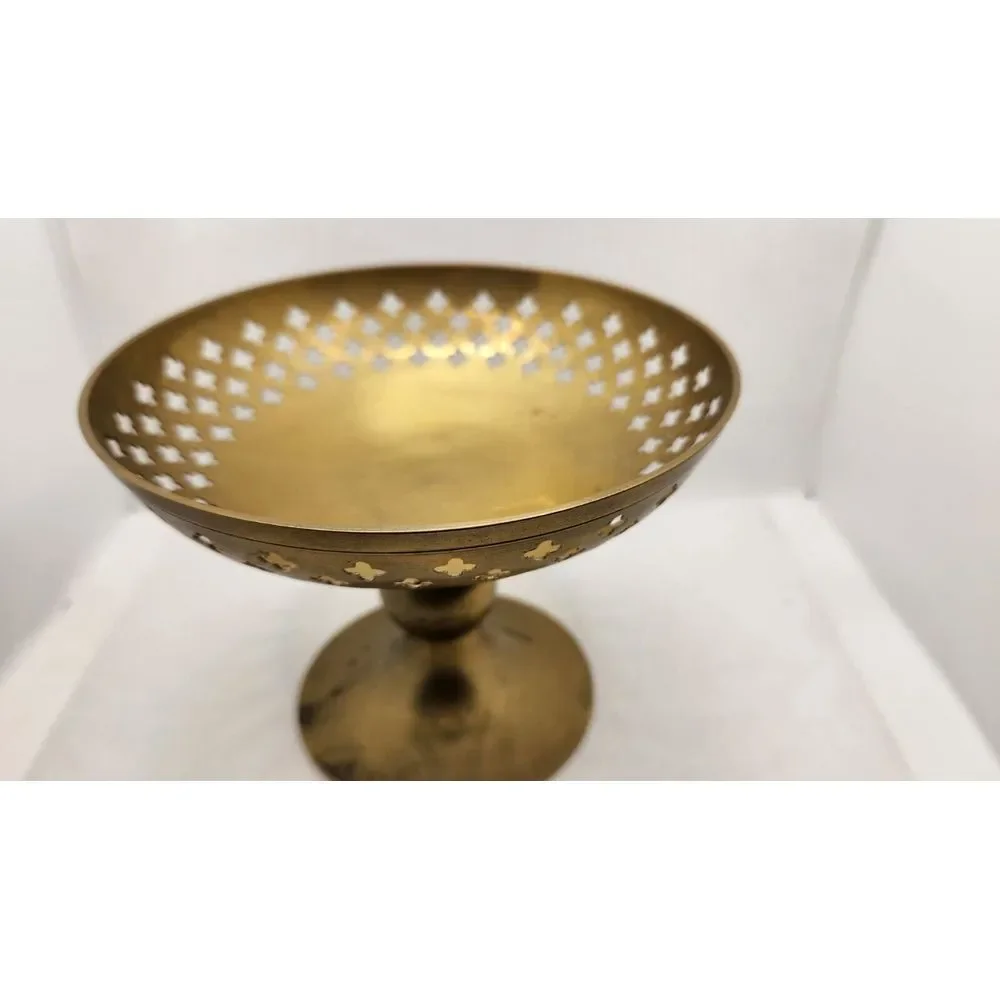 Vintage Boho‎ Brass Pedestal Bowl 6