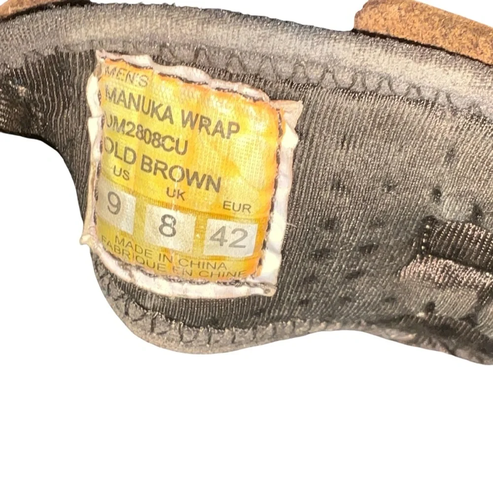 Cushe Manuka Wrap Sandals Men’s 9 Brown Leather Toe Loop Casual