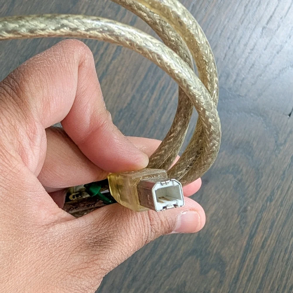 USB Type-B Cable Transparent Braided Shielding