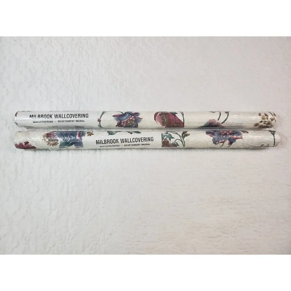 JL) VTG Milbrook Wallcovering Double Roll Vinyl Wallpaper VR2043 Run# 5 Lot of 2
