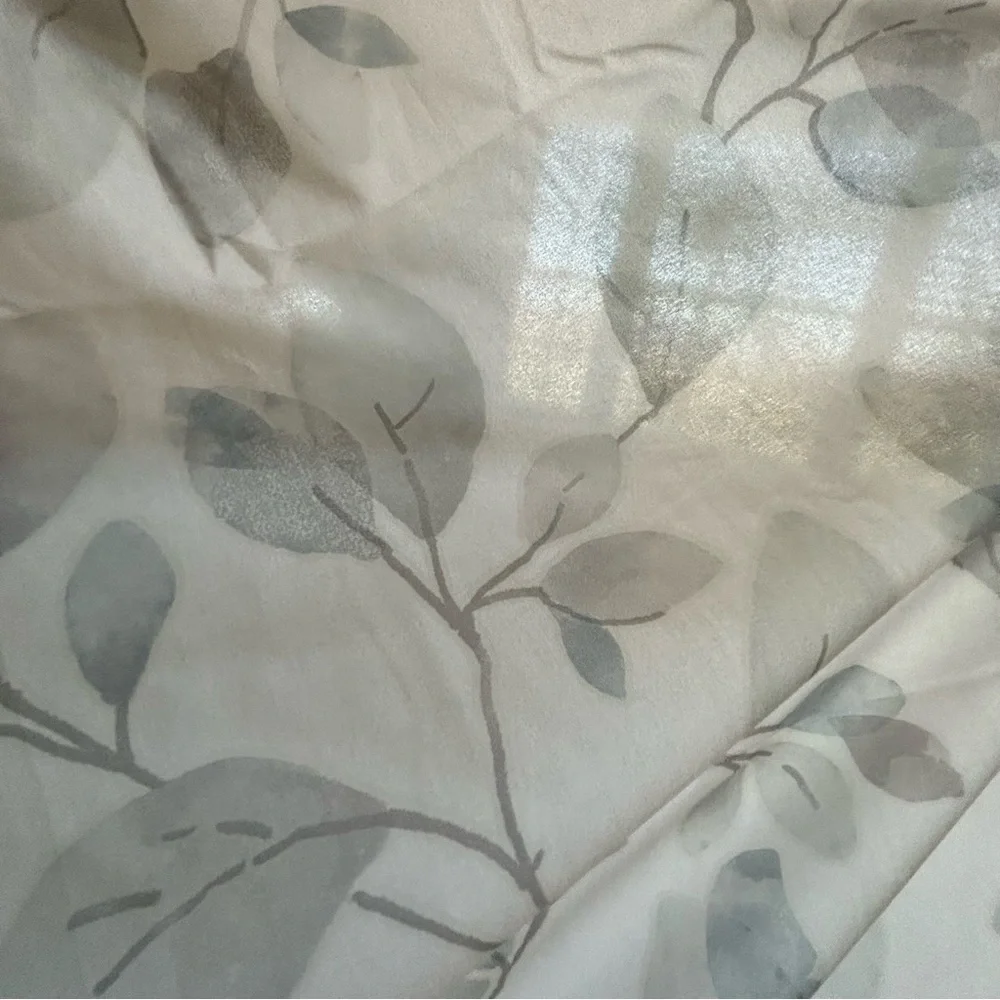 Room & Retreat shower curtain pastel leaf print white & sage green LIKE …