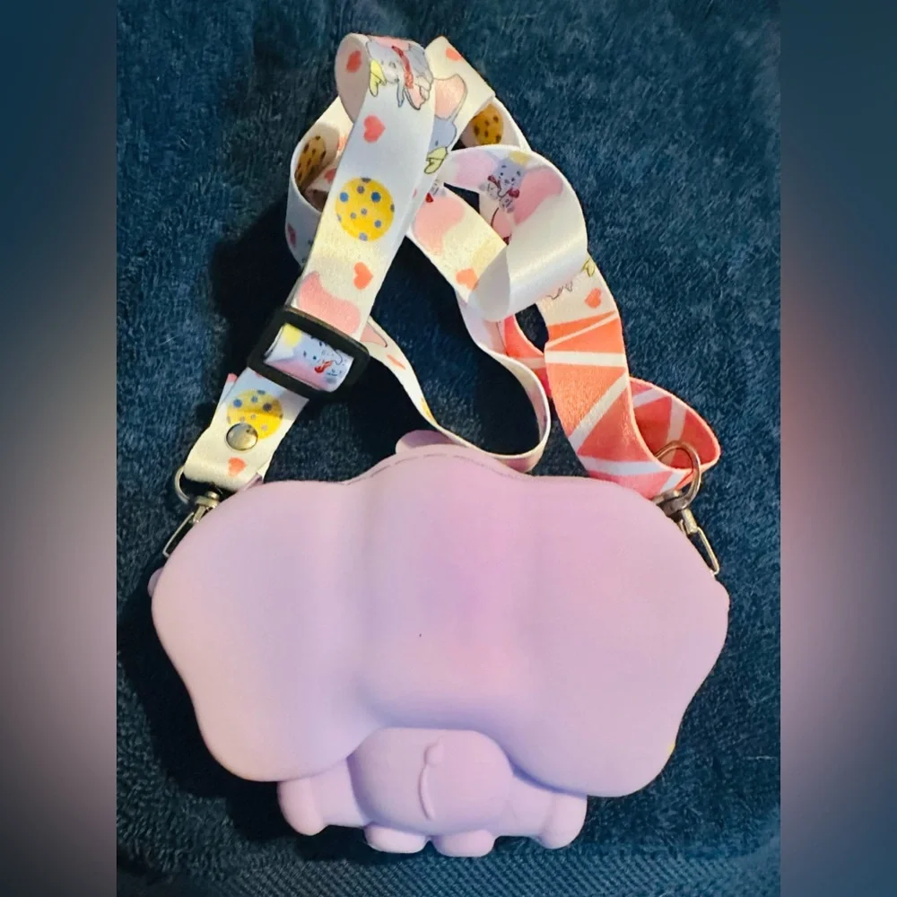 Purple Dumbi Elephant Like  Kids Silcone Small Crossbody Bag