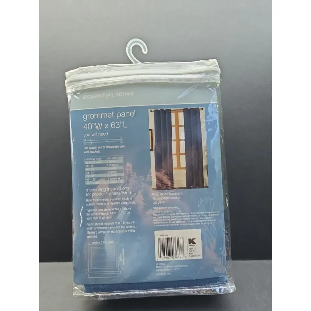 Essential Home Grommet Panel Collection Faux Linen Blue 40” X 63” Only 1 Panel