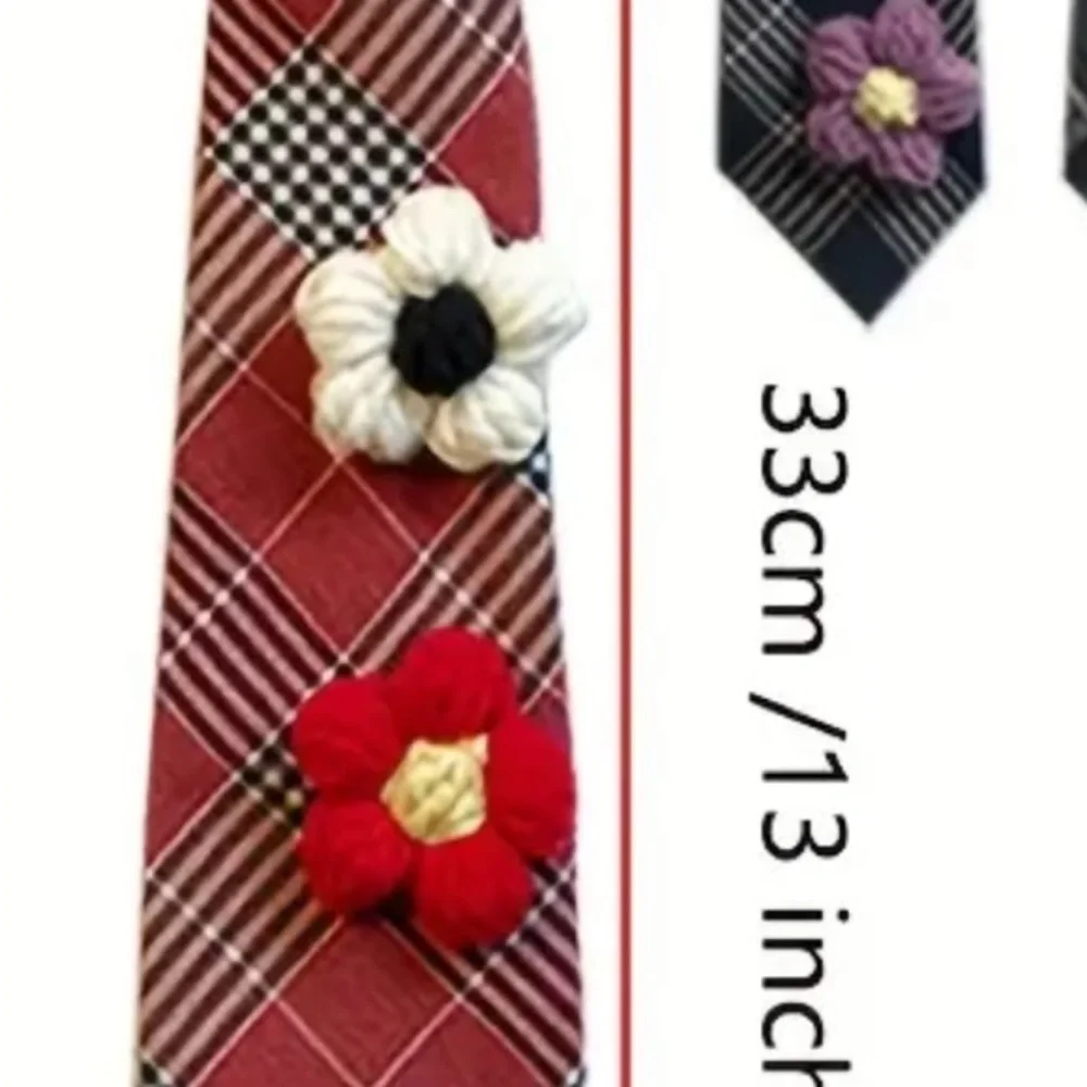 Red and Black Floral Decorative Necktie