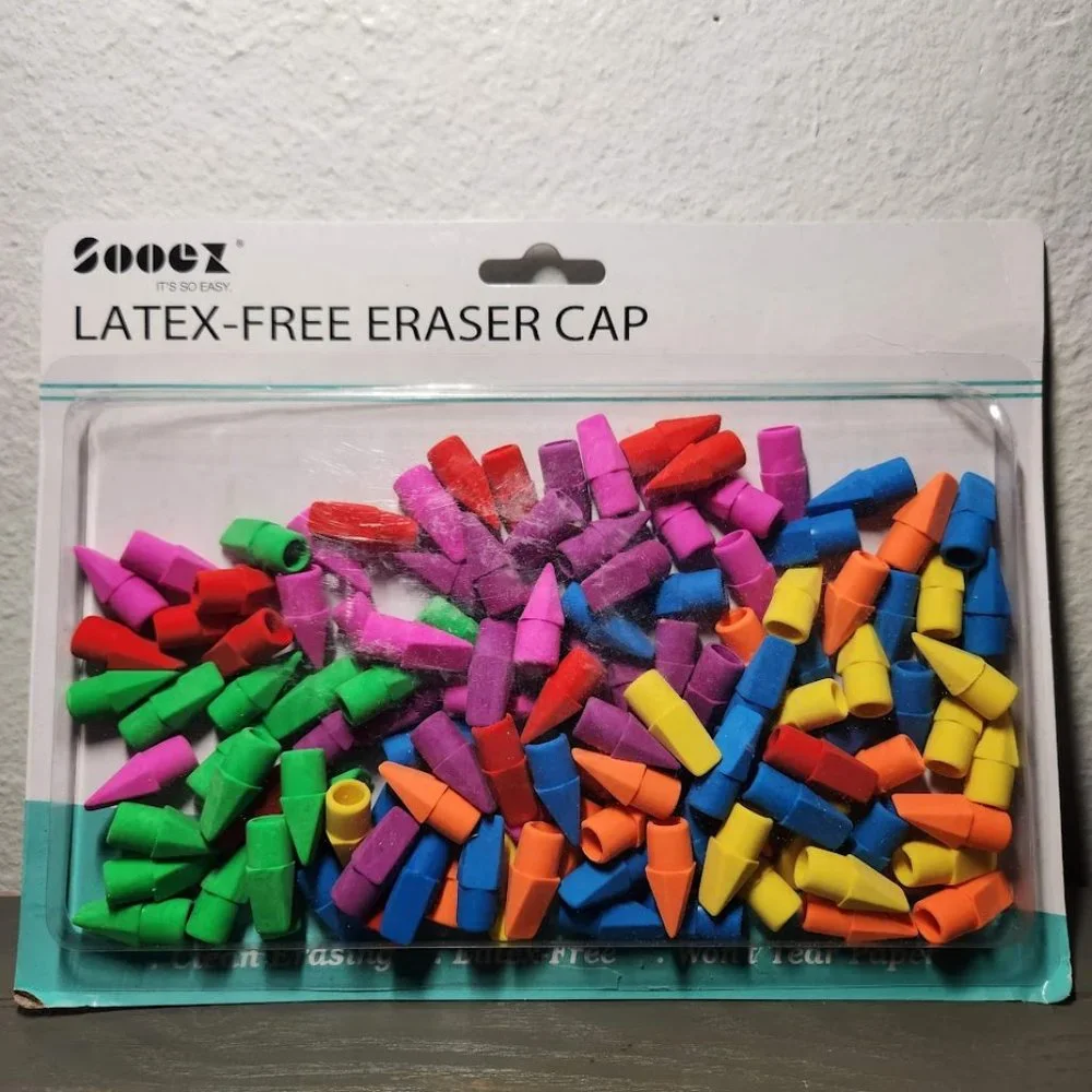 120 Pack Pencil Erasers Top Cap Eraser school classroom Supplies 7 Colors Latex-