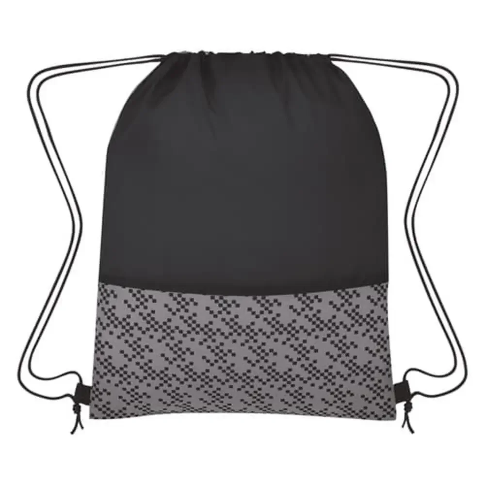 Black & Gray Lightweight Drawstring Backpack