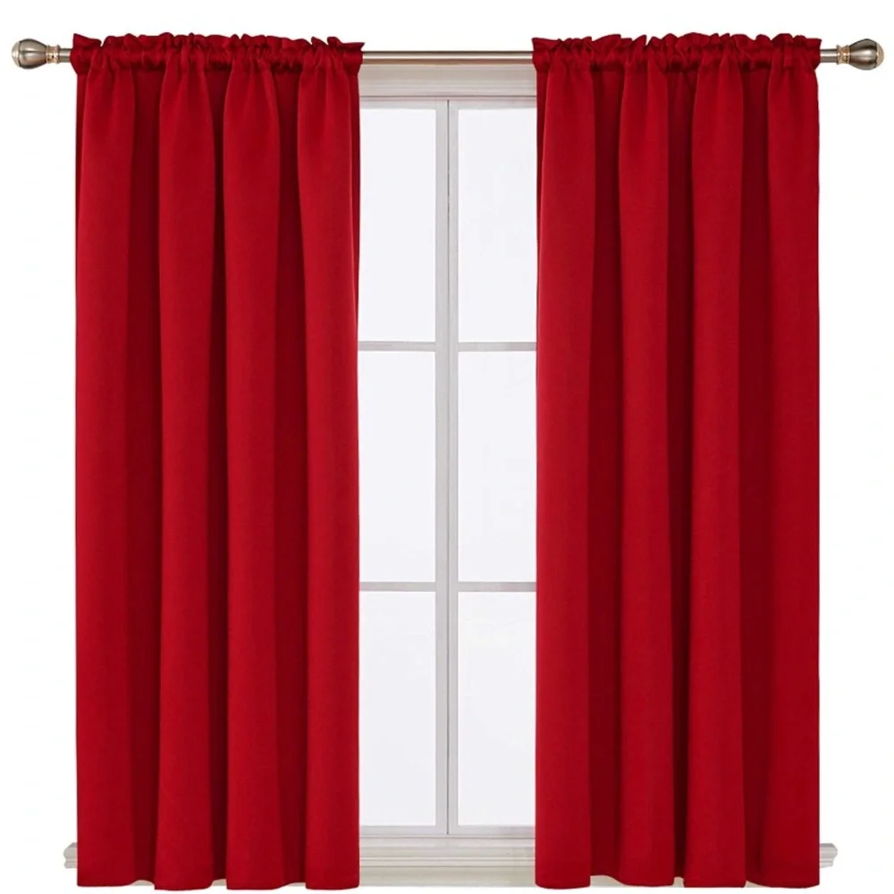 Deconova blackout vibrant Elegant Red Curtains