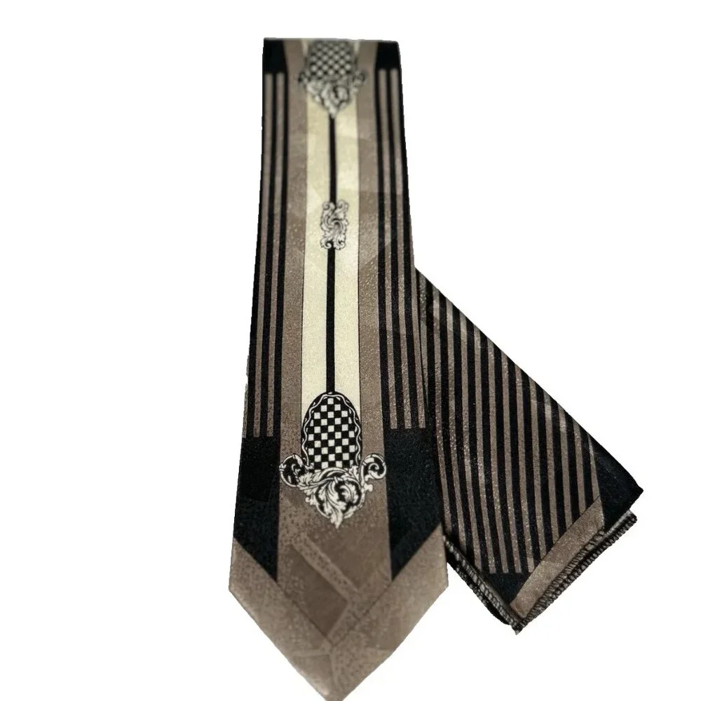 Da Ciro Boys Tie Hanky Set Beige Black Ivory 3