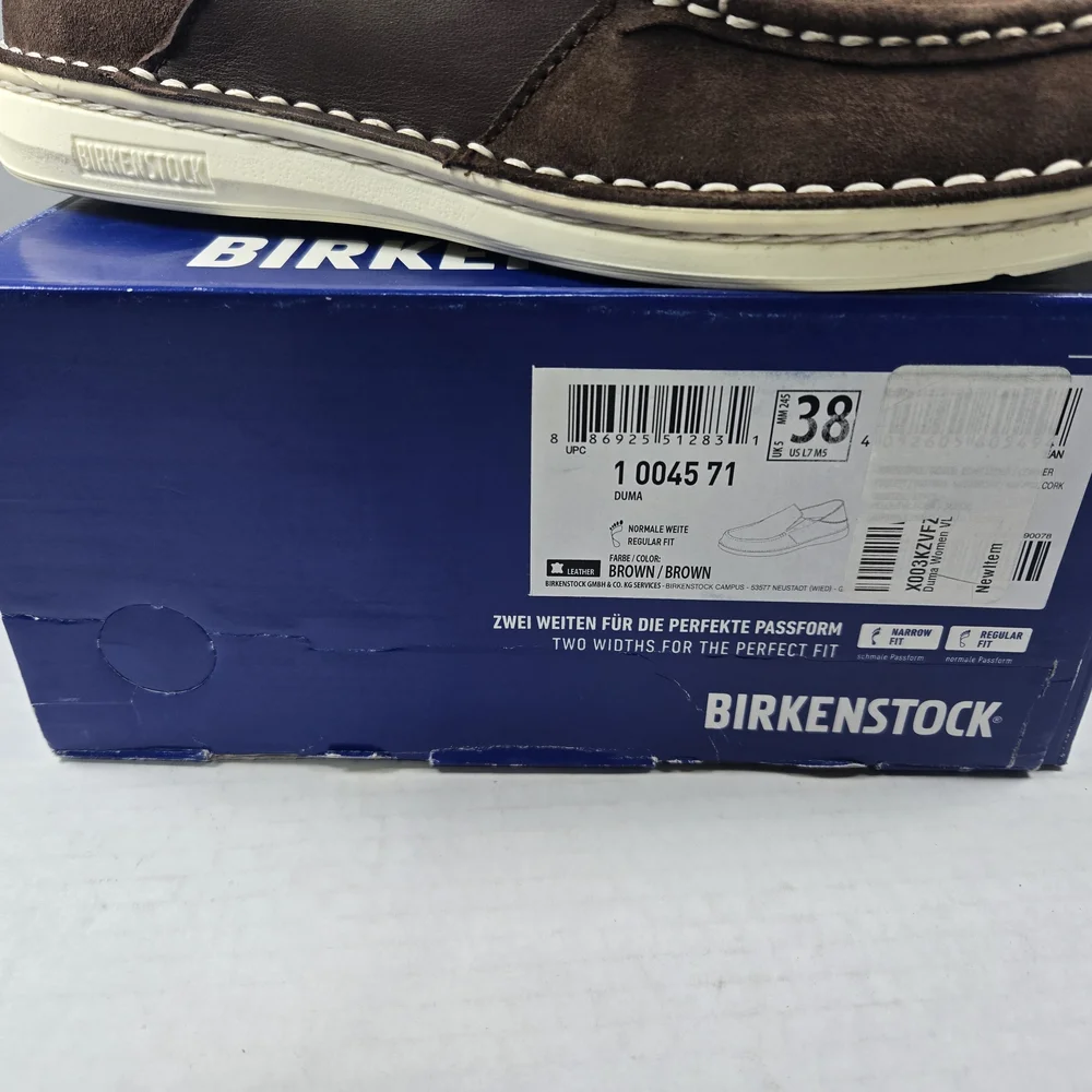Birkenstock Unisex Duma Brown Leather Slip-On Loafers Size EU 38 Reg US W7 M5