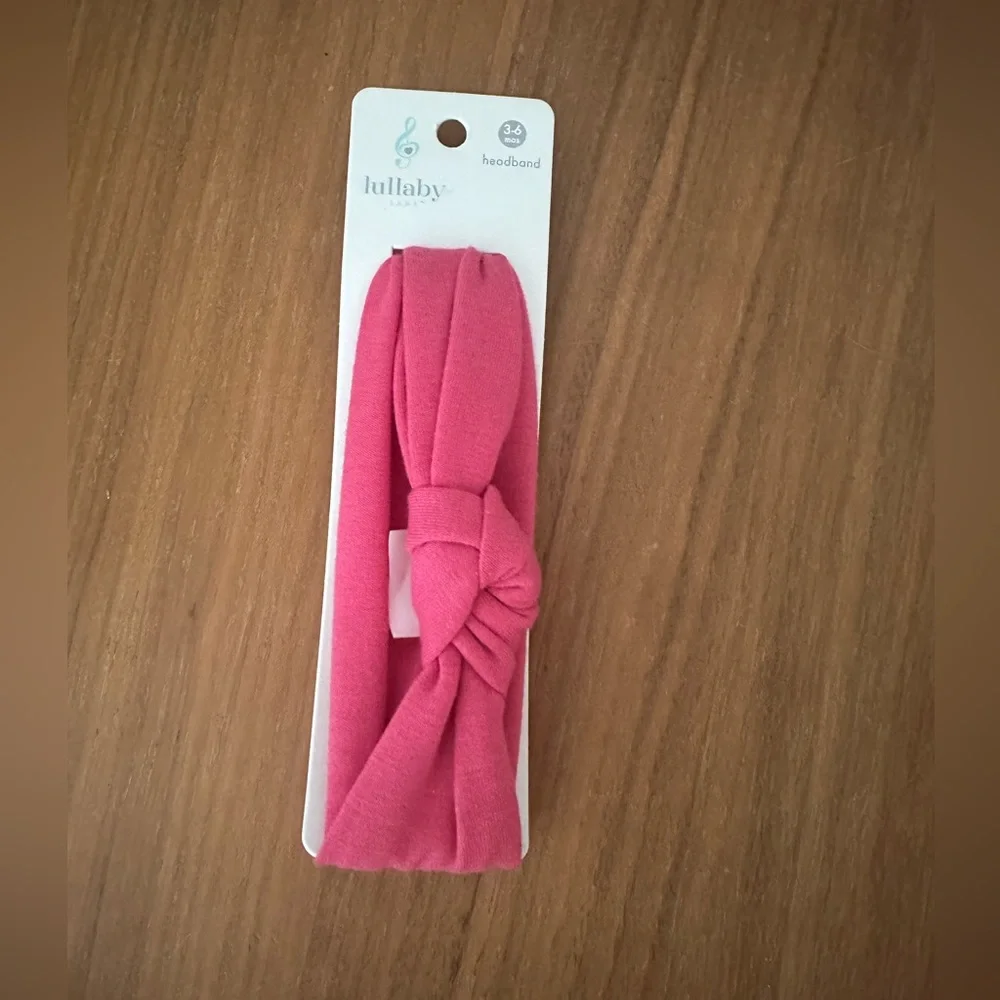 NWT Lullaby Lane Pink Headband. Baby Girl Size 3-6M. Soft! cute!