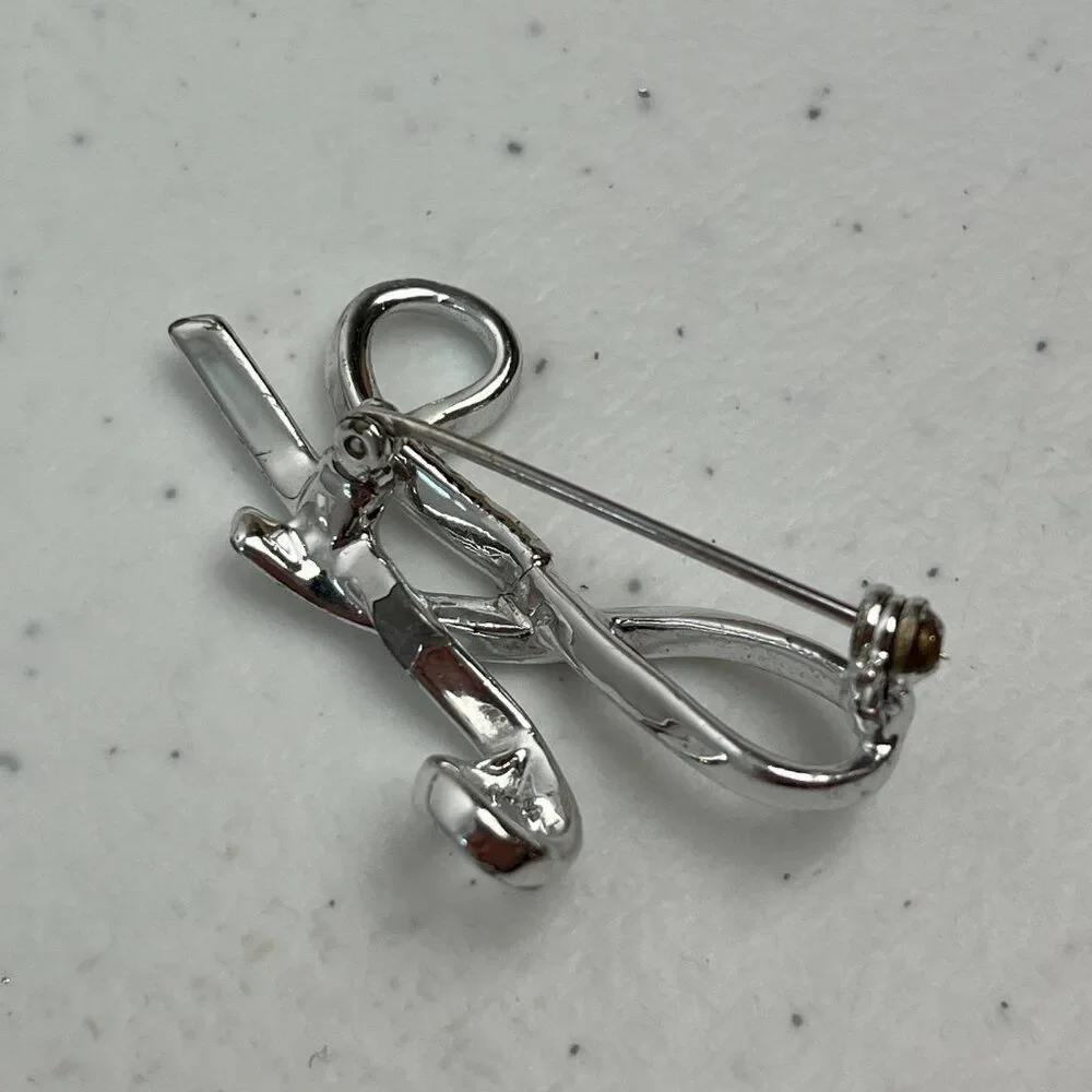 Vintage Estate Silver Tone H Brooch Initial Letter H Name Gift