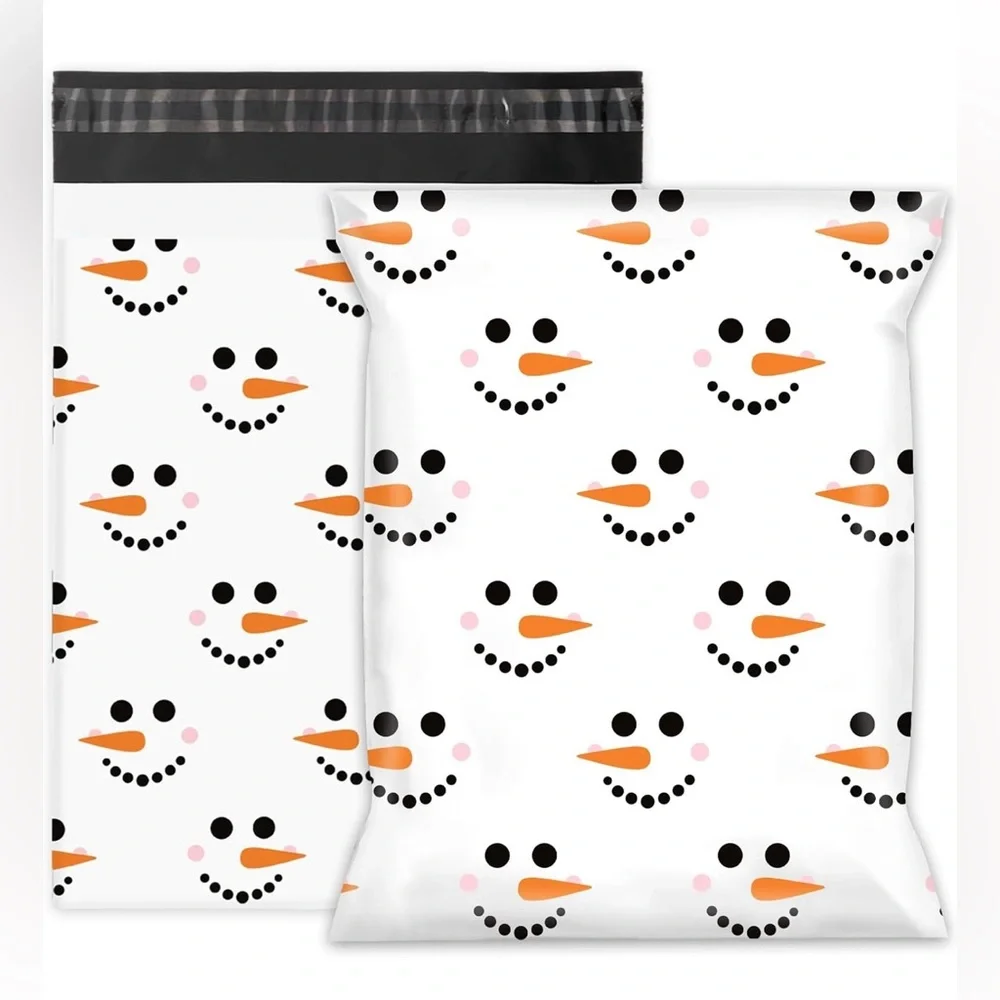 Snowman Face 20 Poly Mailers NEW 10X13
