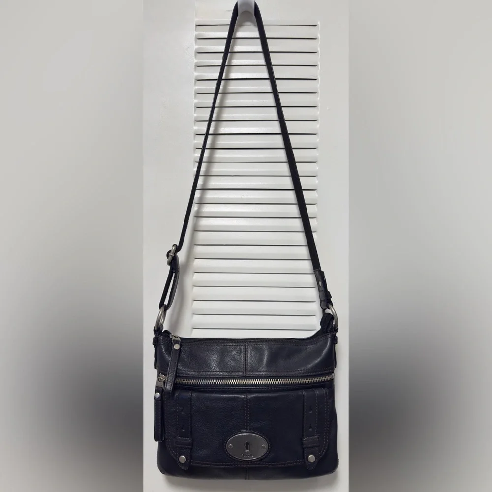 FOSSIL MADDOX BLACK LEATHER BAG CROSSBODY