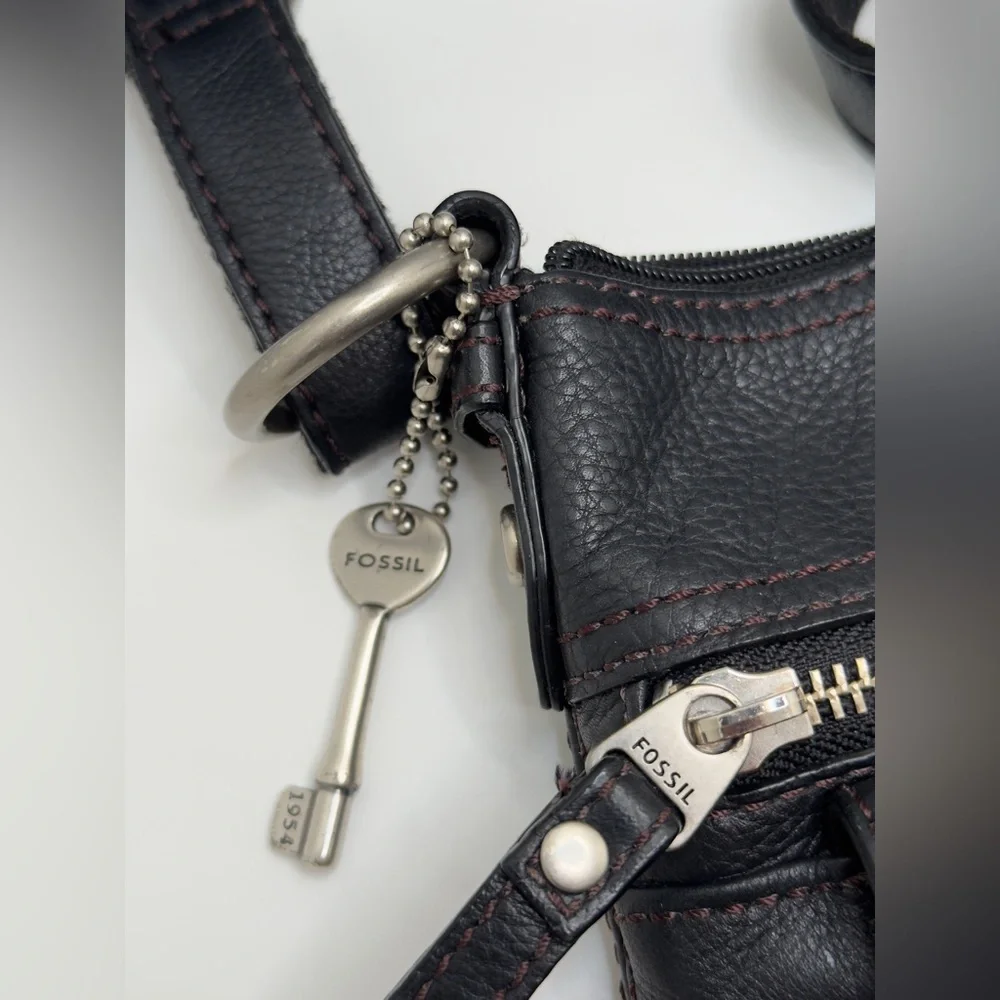 FOSSIL MADDOX BLACK LEATHER BAG CROSSBODY