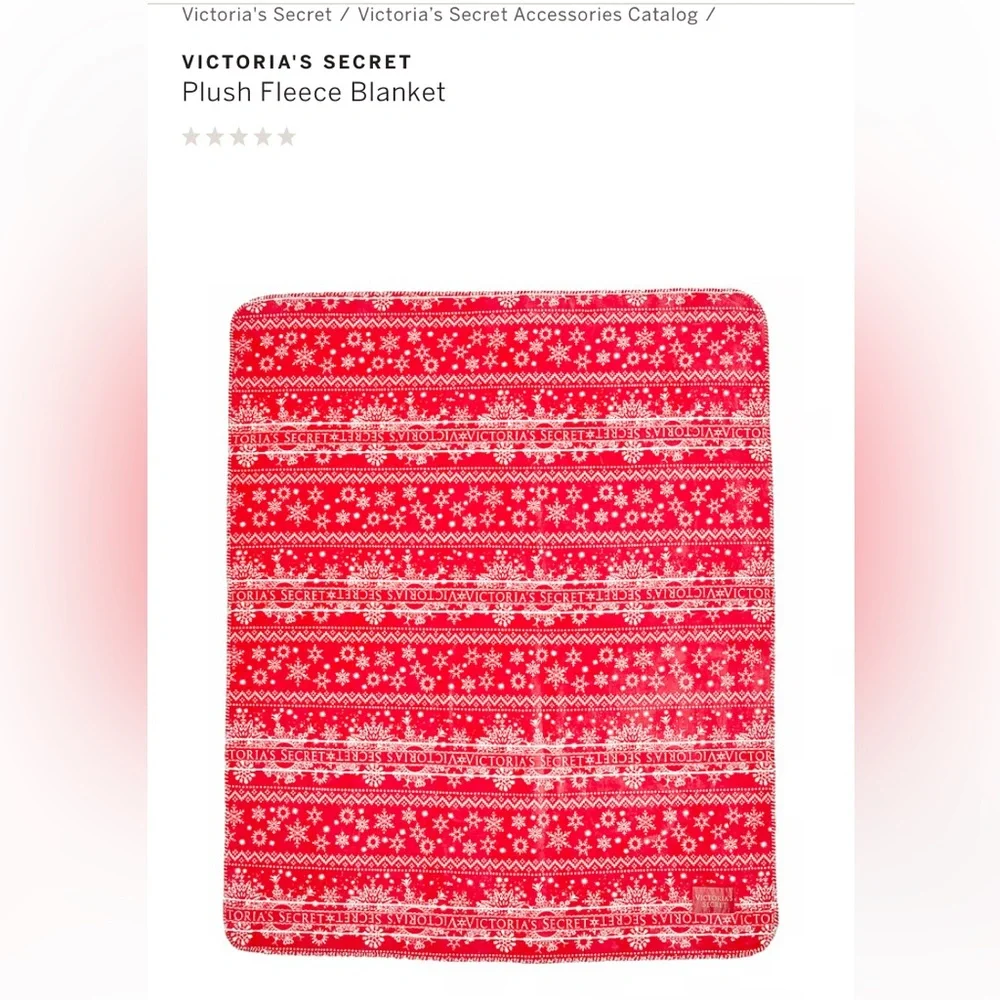 VICTORIA'S SECRET Plush Blanket Red white 60x50 Polyester Sherpa feel