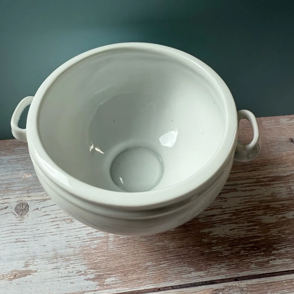 Crate & Barrel White Ceramic Soup Bowls with Handles (set of 4)