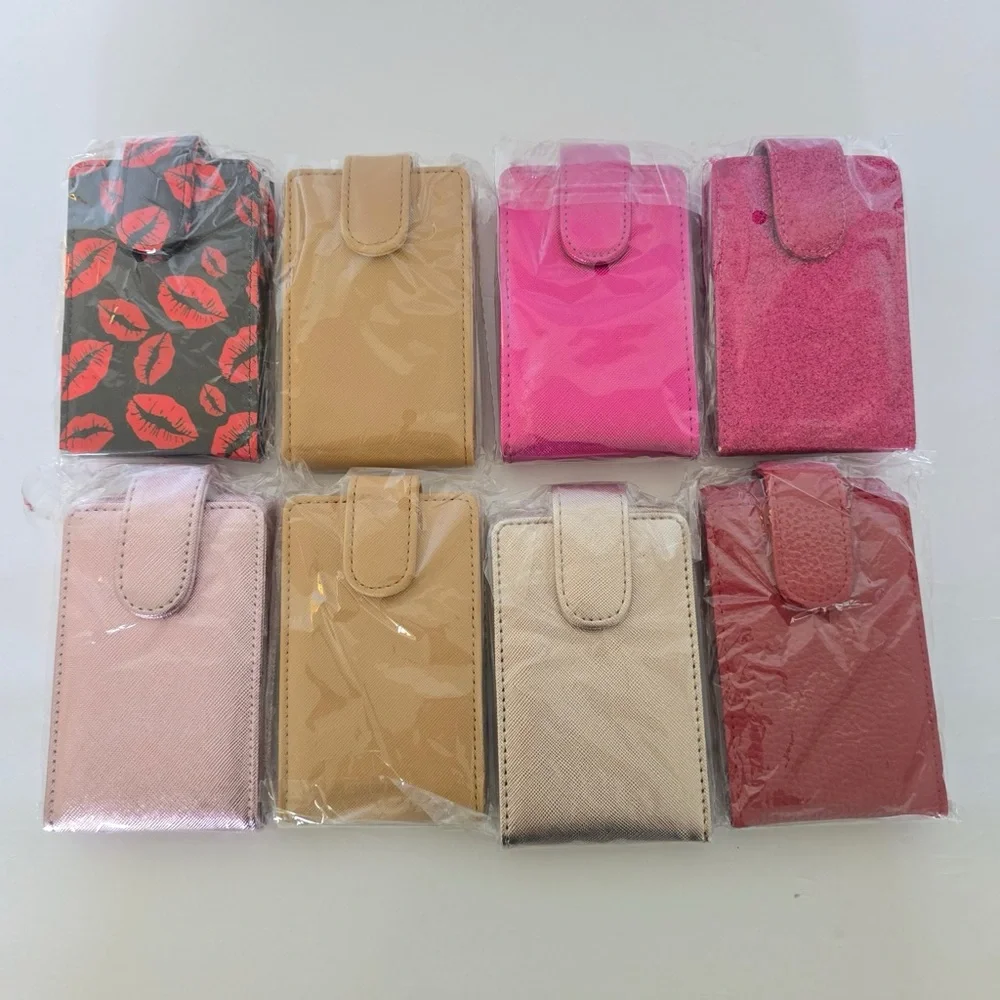 Lipstick Case with Mirror Bundle, Portable Lipstick Pouch Travel Cosmetics 8 Pcs