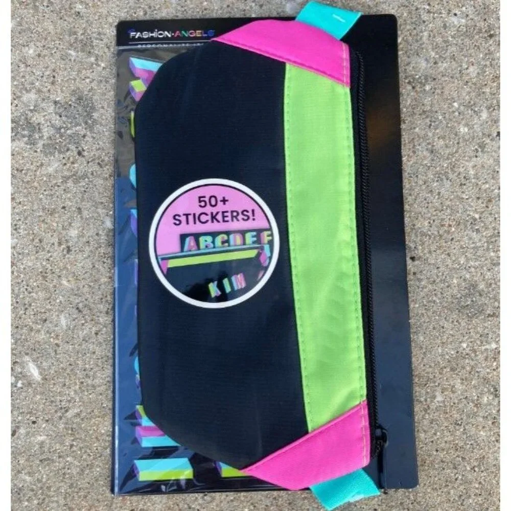 Fashion Angels Nylon Fanny Pack Elastic Pencil Pouch Black/Neon 2pk