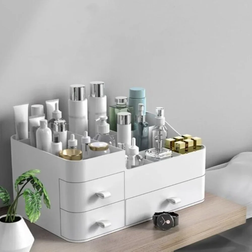 New Makeup Organizer for Vanity, Large White Drawer Storage for Skincare