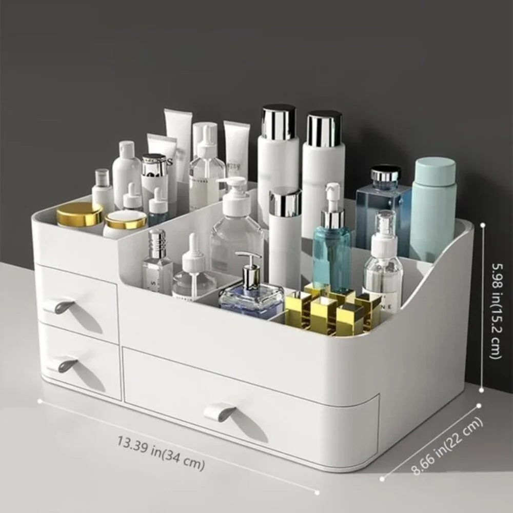 New Makeup Organizer for Vanity, Large White Drawer Storage for Skincare