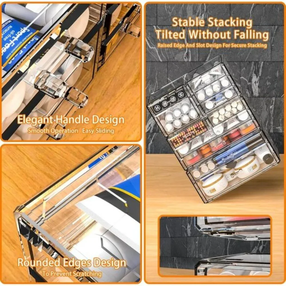 Clear Makeup Organizer, 8-Drawer Stackable Vanity Storage for Skincare & More
