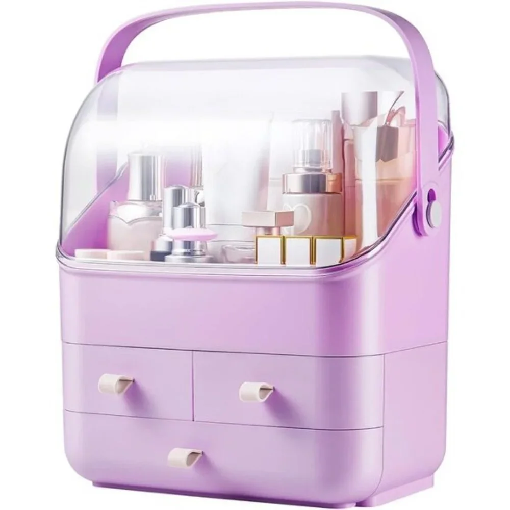 New Large Makeup Organizer with Drawers, Vanity Storage Box with Dustproof Lid