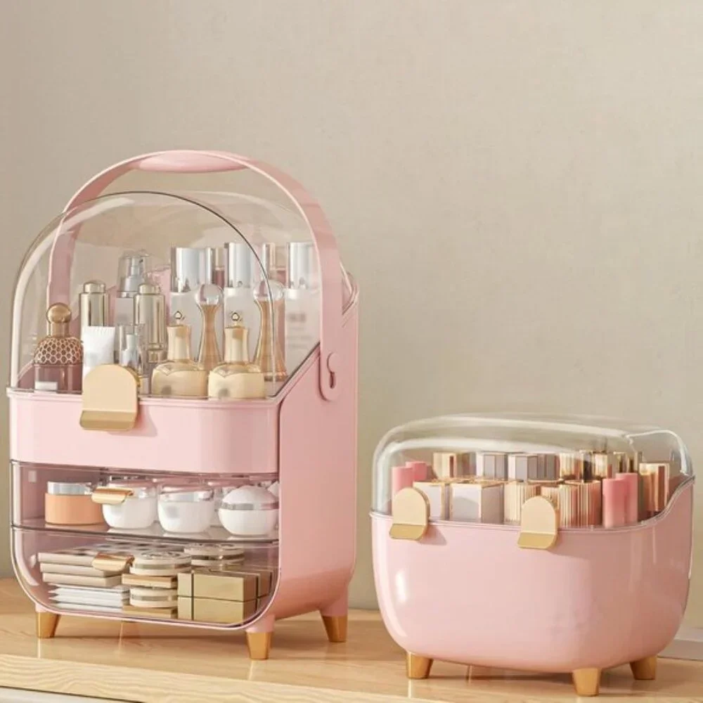New Pink Makeup Organizer, Skincare & Cosmetic Storage for Vanity