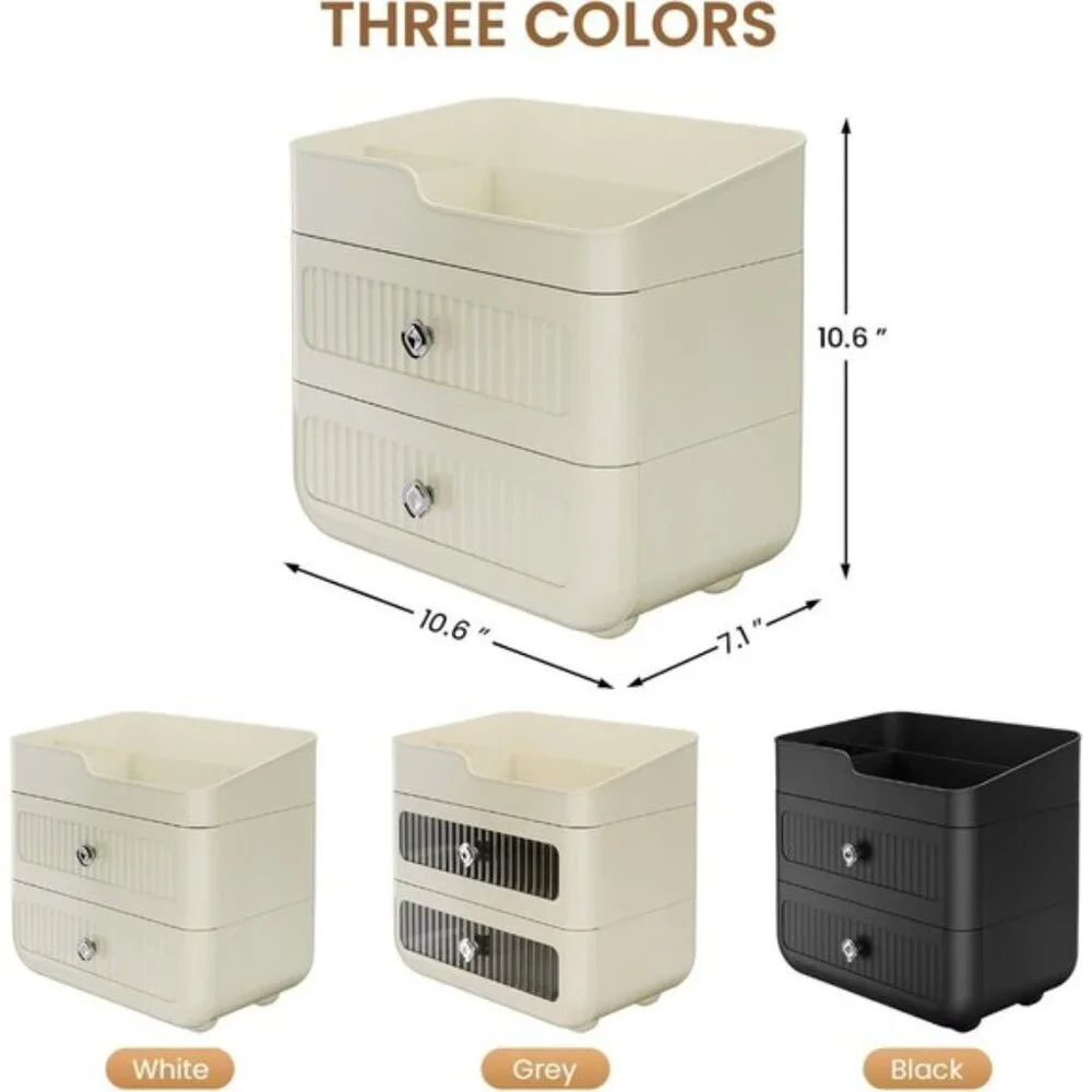 New Stackable Makeup Organizer for Vanity, 3-Layer Skincare Storage in White