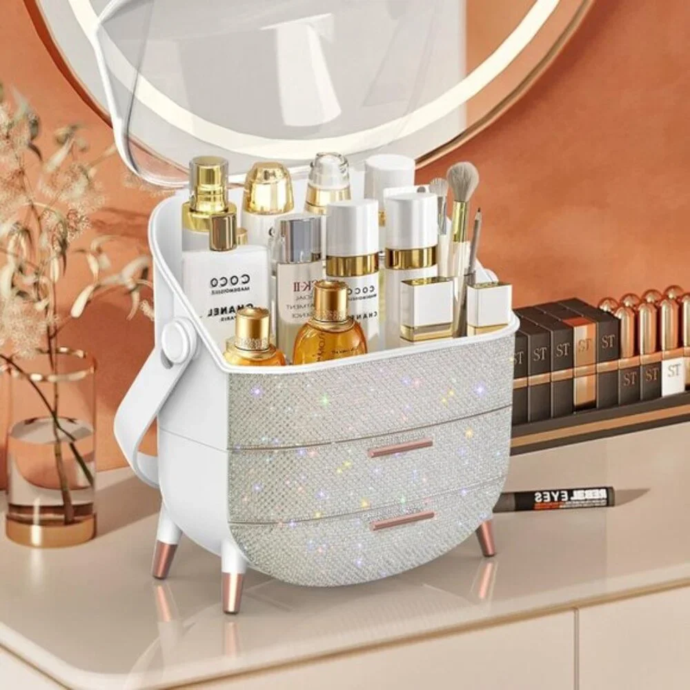 New Teen Girls Gift Makeup Organizer, Skincare & Jewelry Storage in Pearl White