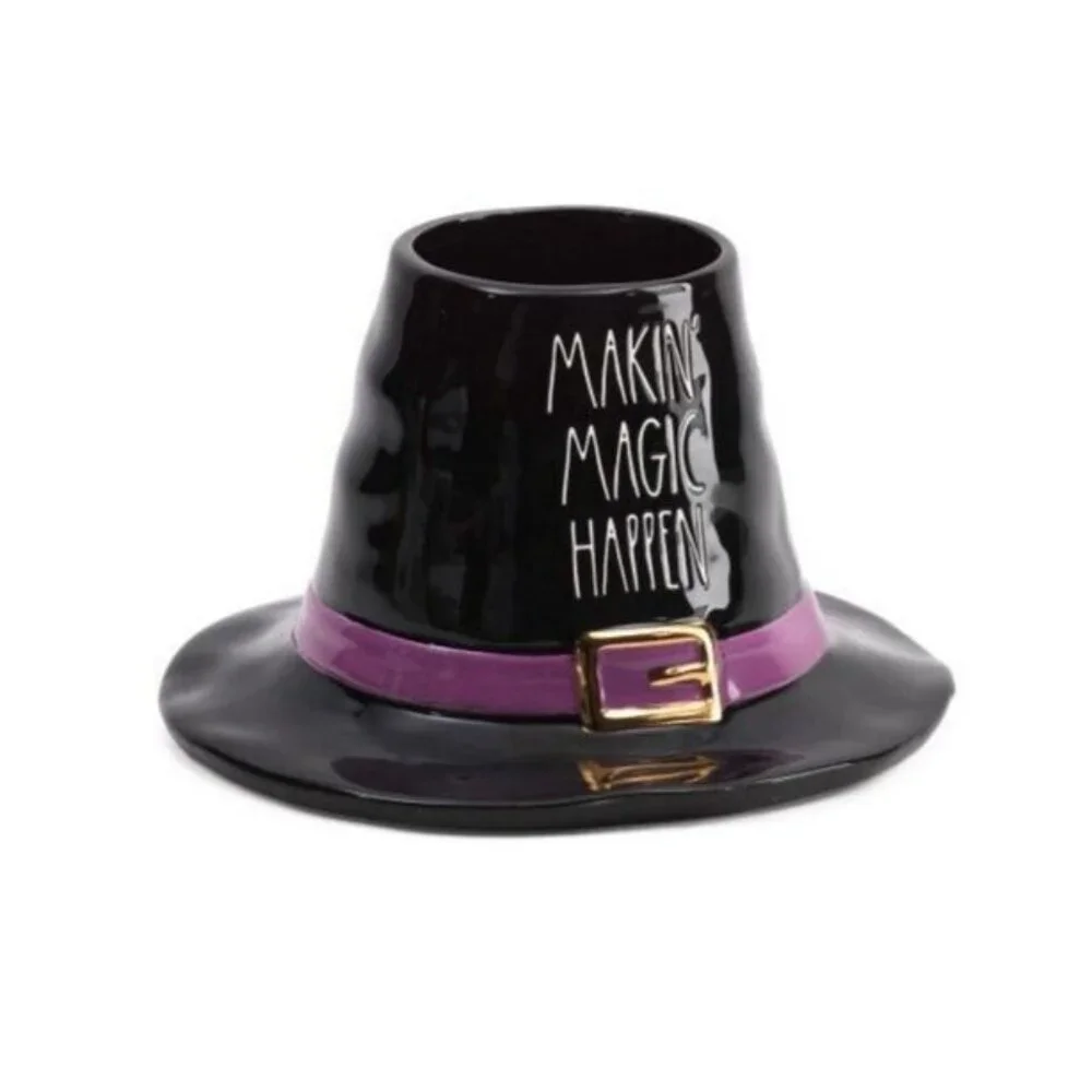 Rae Dunn Makin Magic Happen Witch Hat Ceramic Cookie Jar Canister 10 