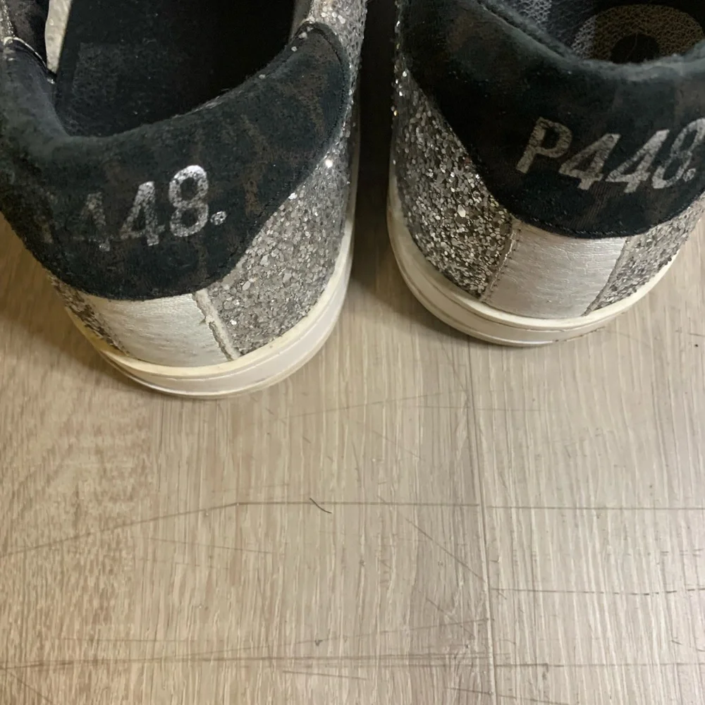 P448 White and Silver Glitter Sneakers