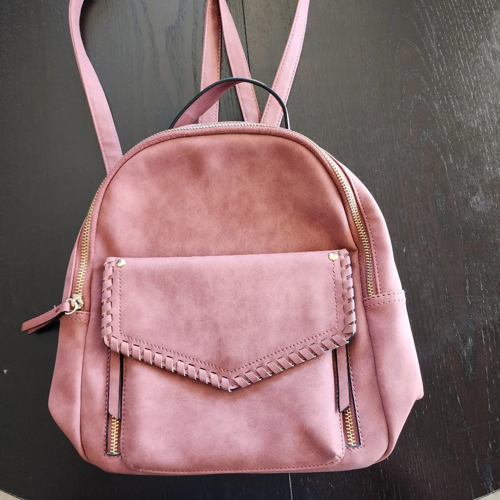 Beautiful Faux Leather Backpack Handbag Purse Purple Chic Boho Perfect Size