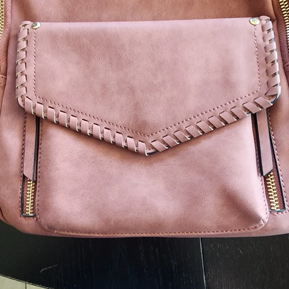 Beautiful Faux Leather Backpack Handbag Purse Purple Chic Boho Perfect Size