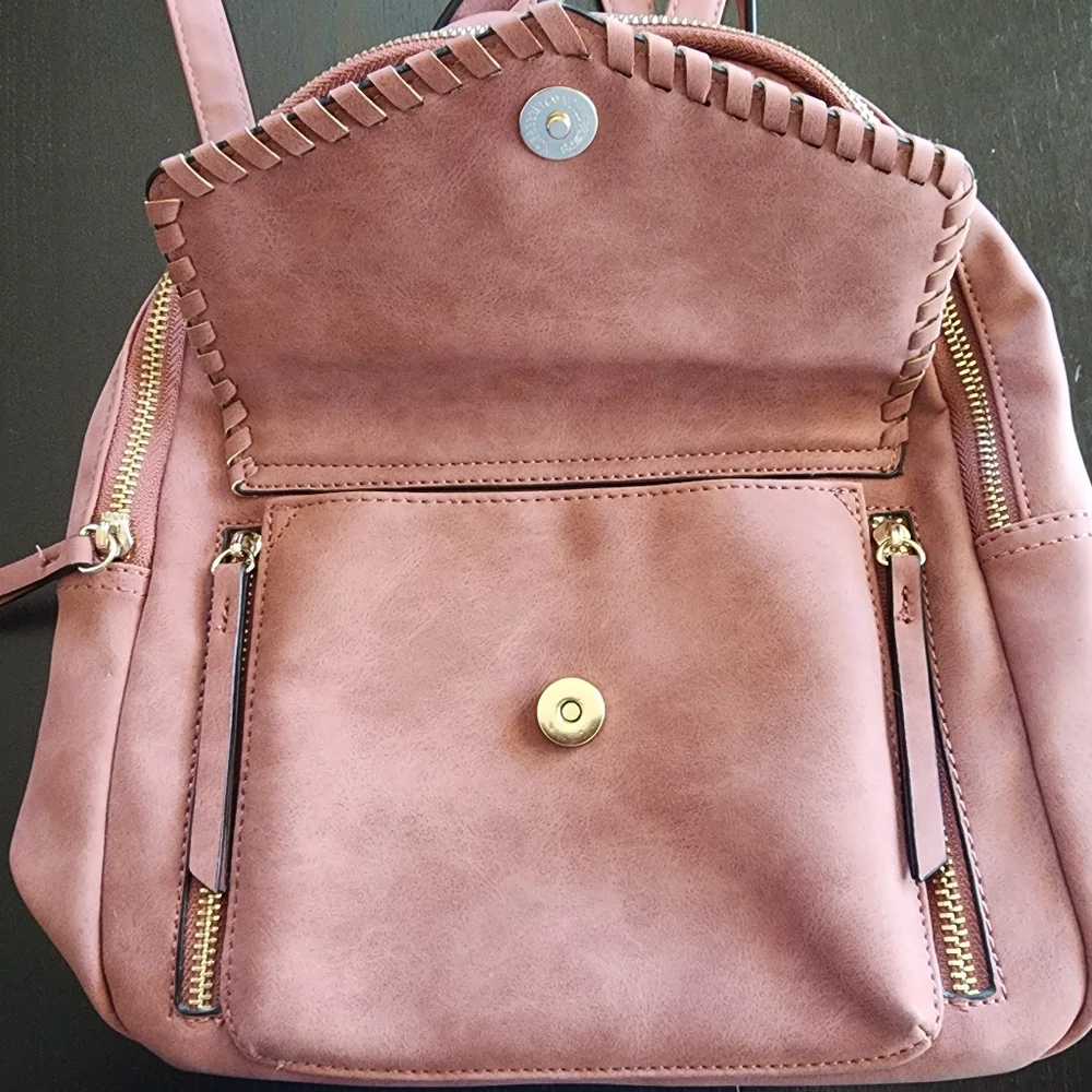 Beautiful Faux Leather Backpack Handbag Purse Purple Chic Boho Perfect Size