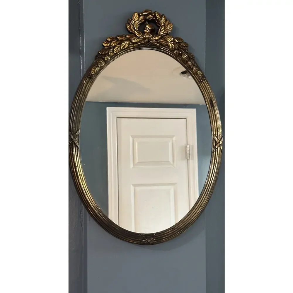 Vintage Ornate Oval Gold HOMCO Wall Mirror Hollywood Regency Plastic