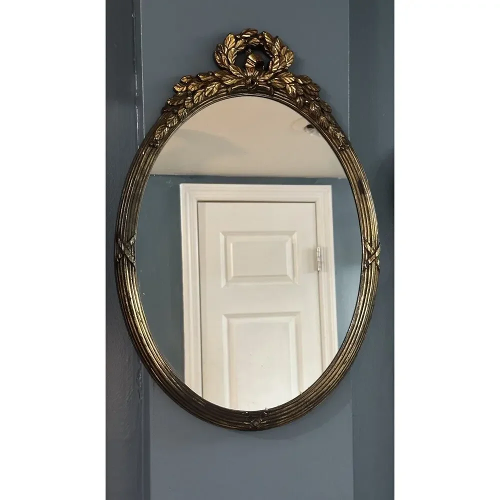 Vintage Ornate Oval Gold HOMCO Wall Mirror Hollywood Regency Plastic