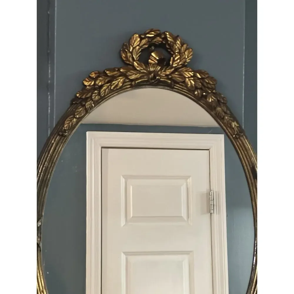 Vintage Ornate Oval Gold HOMCO Wall Mirror Hollywood Regency Plastic
