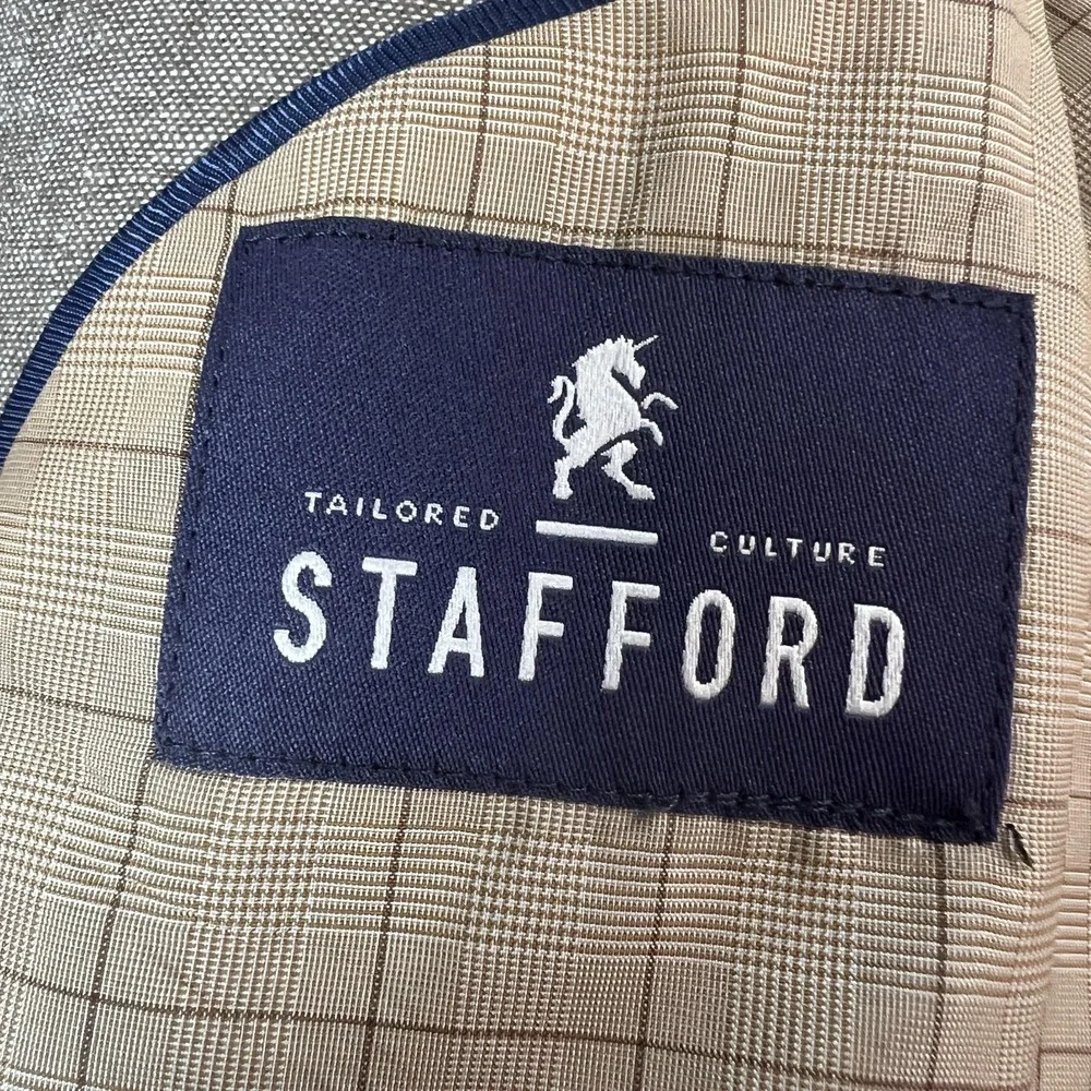 Stafford Sport Coat Mens 42R Beige Linen Cotton Blend Classic Fit Blazer Jacket