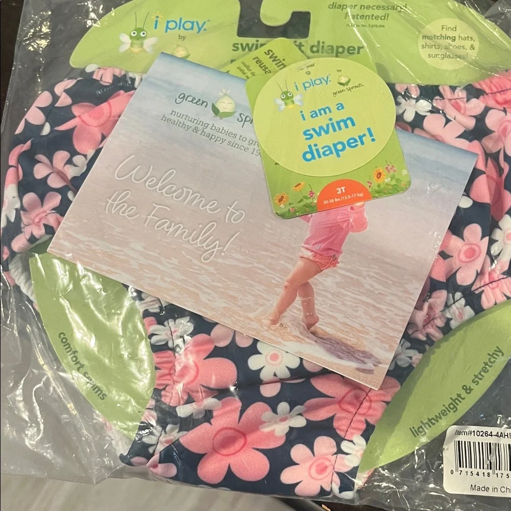 i play. Navy and Pink Floral Swim Diaper
