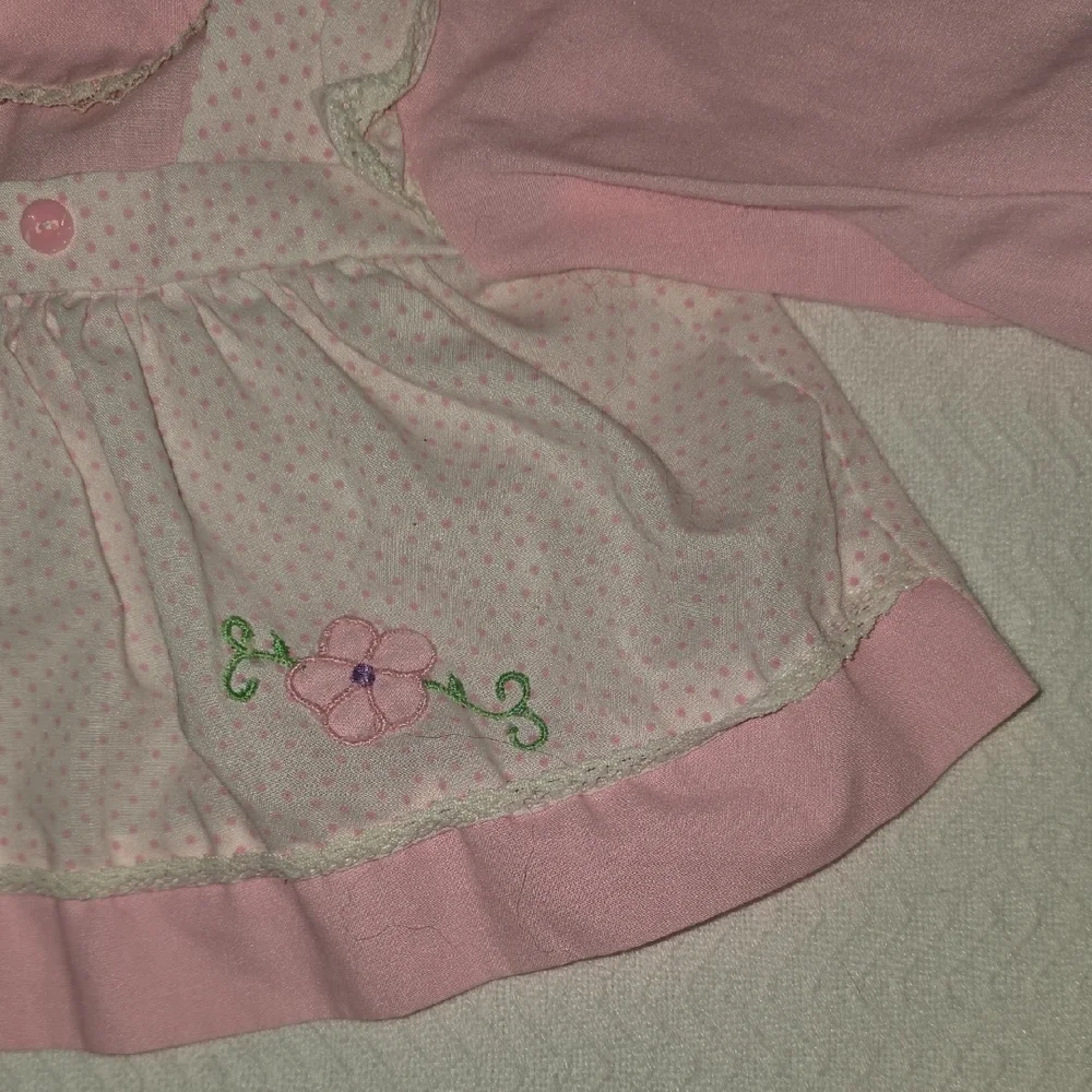 Pink and White Baby Dress with Floral Embroidery