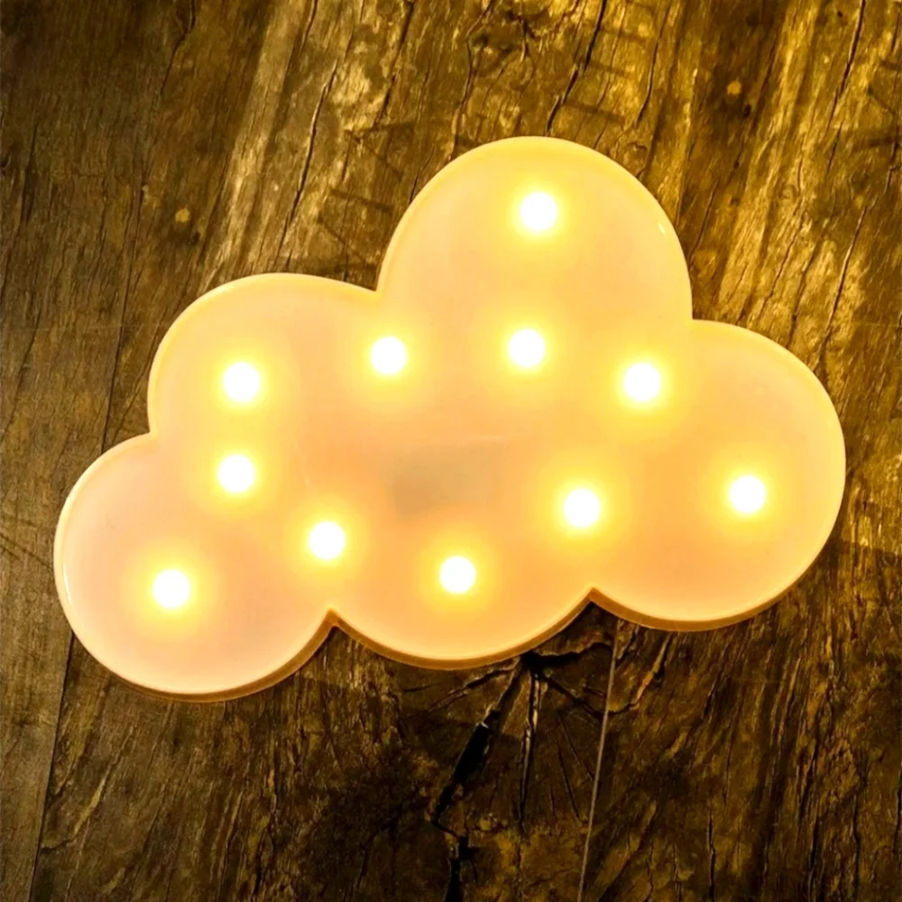 Cloud Shaped LED Night Light - White-Battery Powered