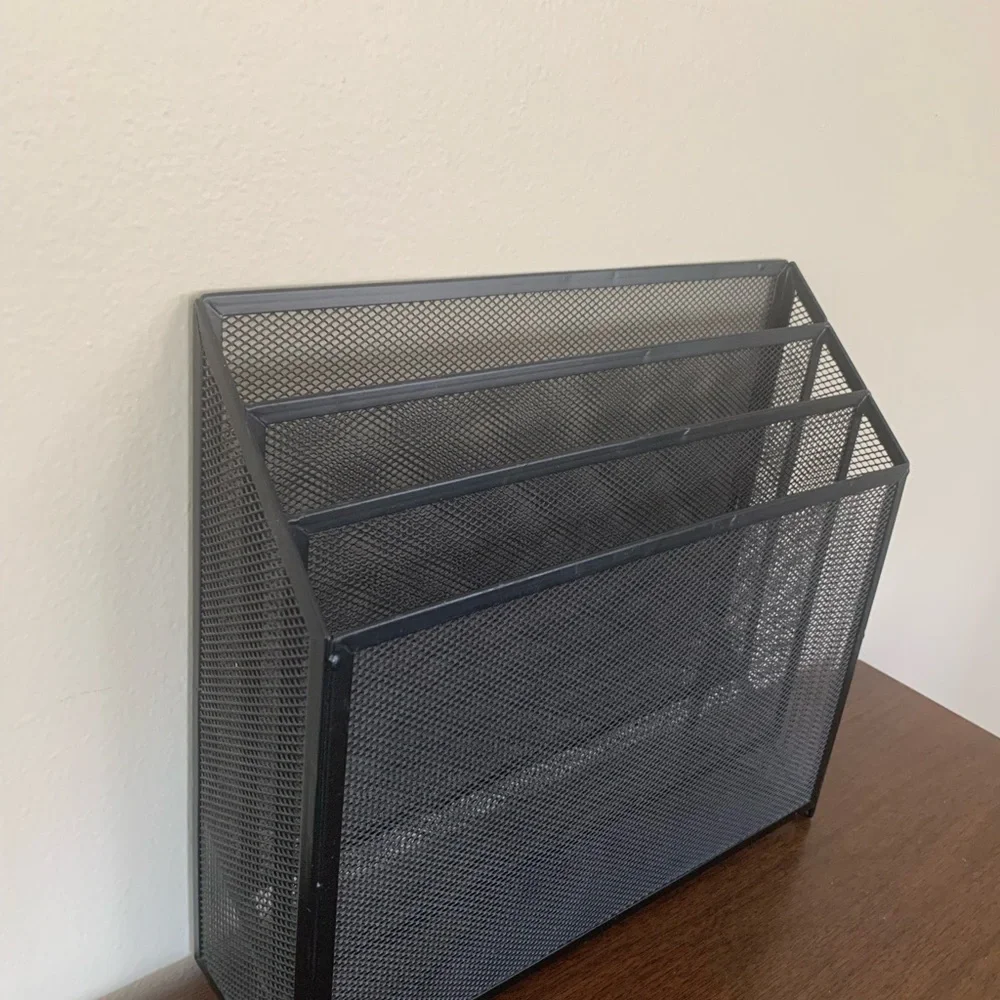 Mind Reader 3-Tier Jumbo Metal Mesh File Holder, Black