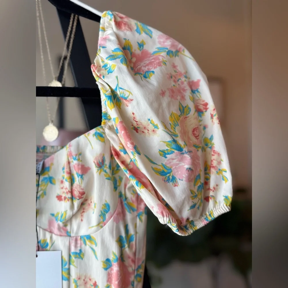 Zara Floral Puff Sleeve Blouse NWT