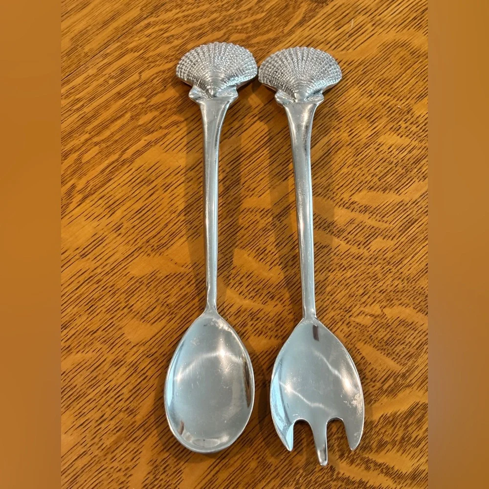Mariposa Shell-Handled Silver Serving Utensil Set