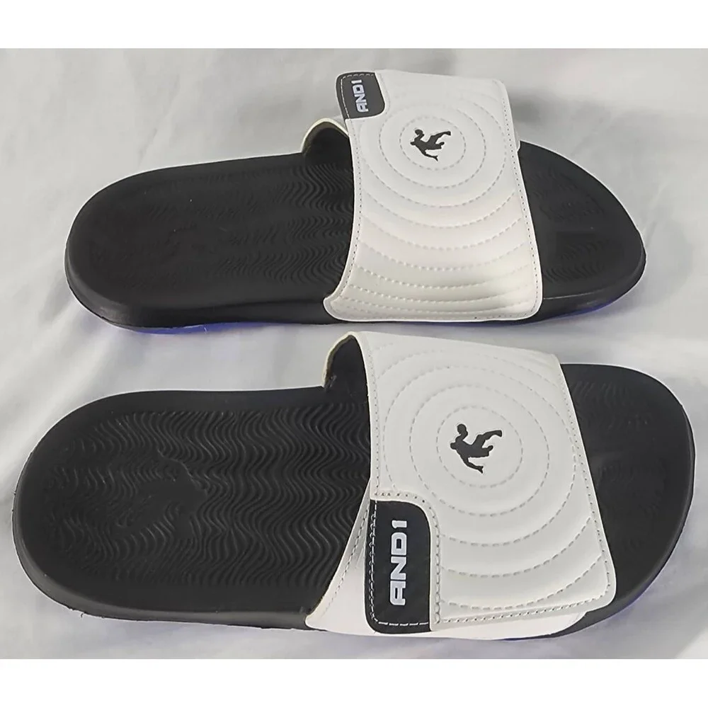AND1 Men’s Athletic Adjustable Swirl Slide Sandals Size 8