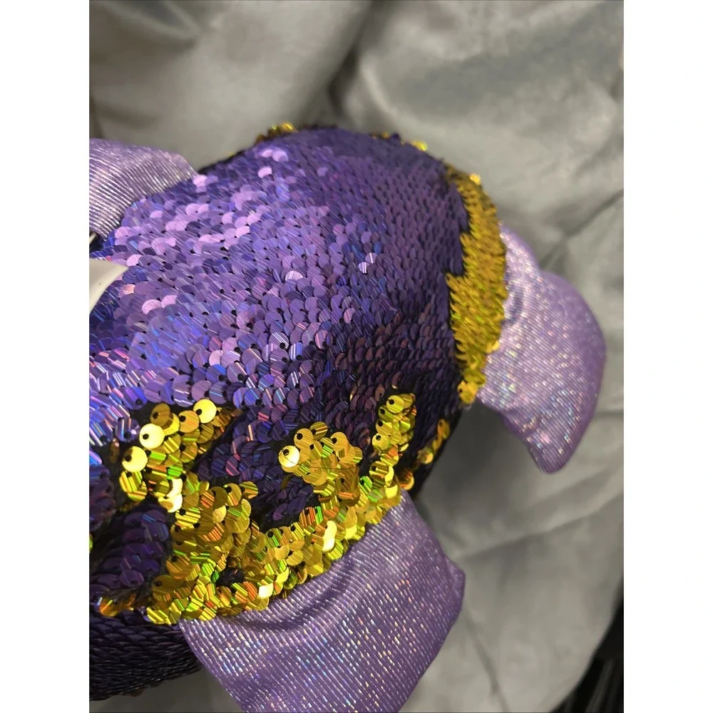 Shimmeez Large Elephant Reversible Sequin Plush Pet Purple Gold 16