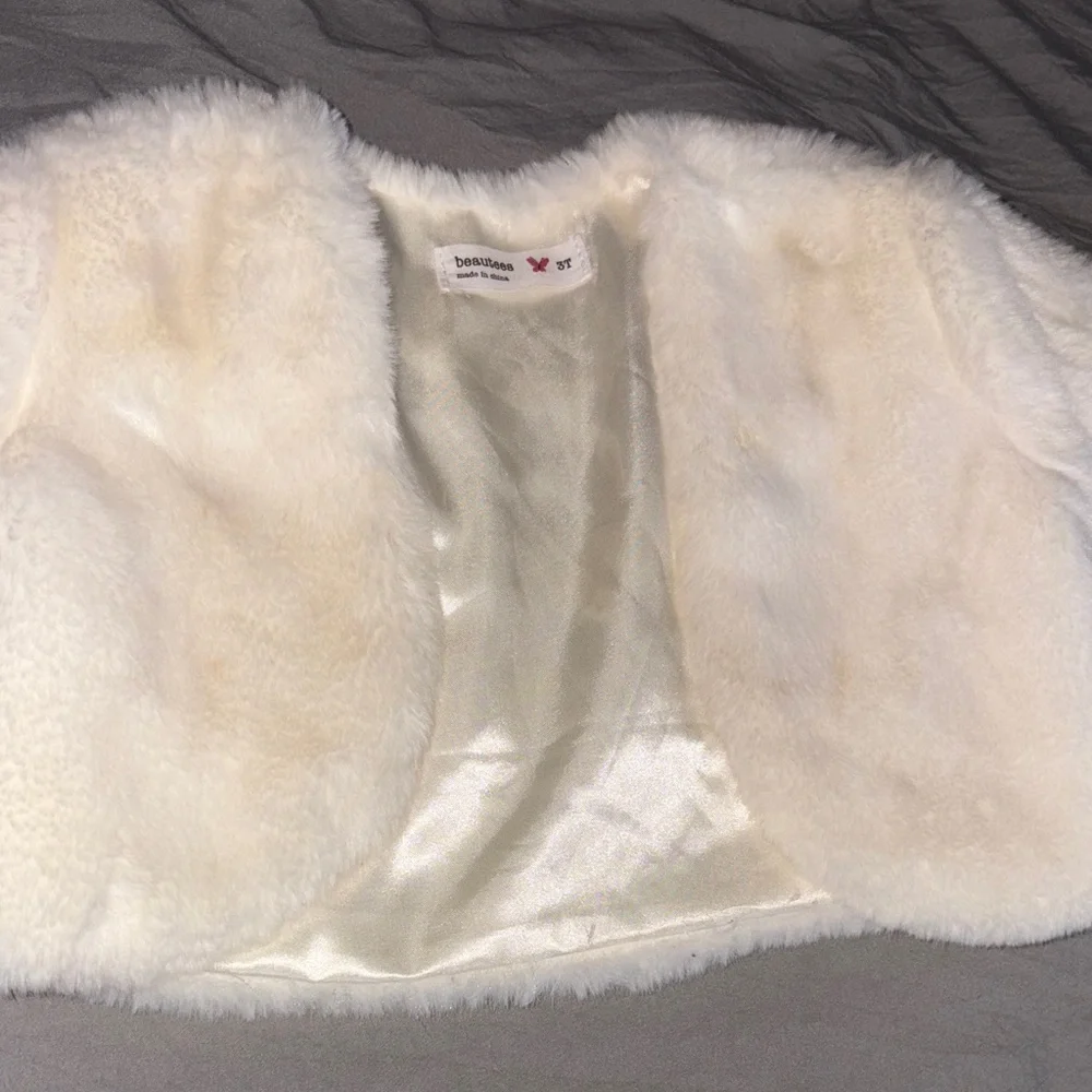 Kids White Faux Fur Jacket
