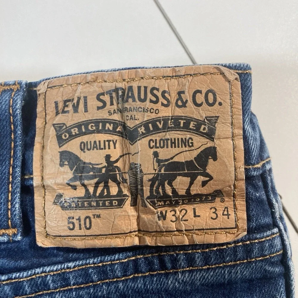 Levi's 510 Jeans 30x31 Orange Tab Slim Dark Wash Faded Denim USA (Tag 32x34)